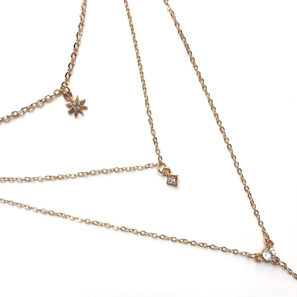 Multilayer Star Rhinestone Choker Necklace - Picture 2 of 3